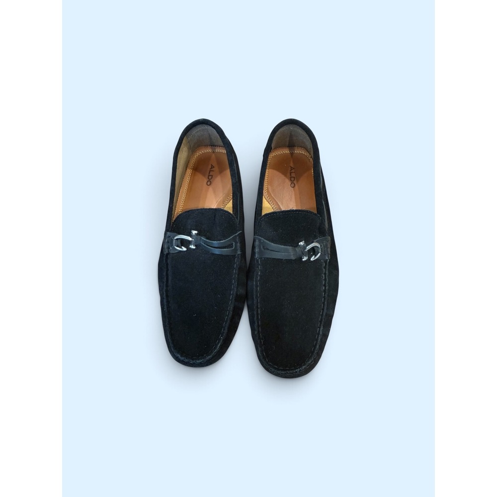 Aldo Mens Black Suede Driving Loafers Bit Strap Slip On Shoes